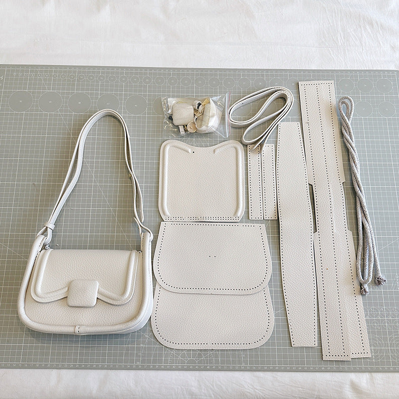DIY PU Leather Handbag Sewing Kit for Beginners – Handmade Crossbody Tote Bag Craft Set with Video Tutorial & Pre-Cut Materials