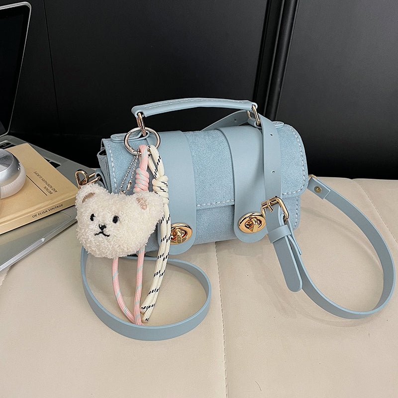 DIY Suede Leather Shoulder Bag Kit for Beginners – Handmade Crossbody Purse Sewing Kit with Pre-Cut Materials & Video Tutorial
