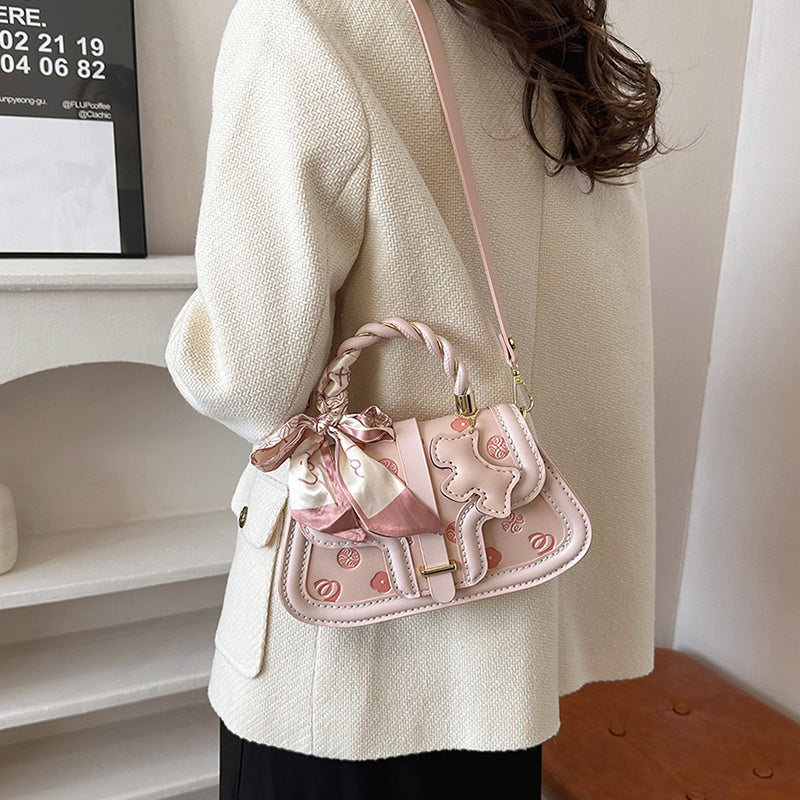 DIY PU Leather Shoulder Bag Kit for Beginners – Handmade Pink Handbag Sewing Kit with Pre-Cut Materials & Video Tutorial