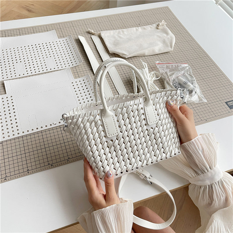 DIY Handmade PU Leather Tote Bag Kit for Beginners | Easy Sewing Crossbody Shoulder Handbag with Video Tutorial Gift Set