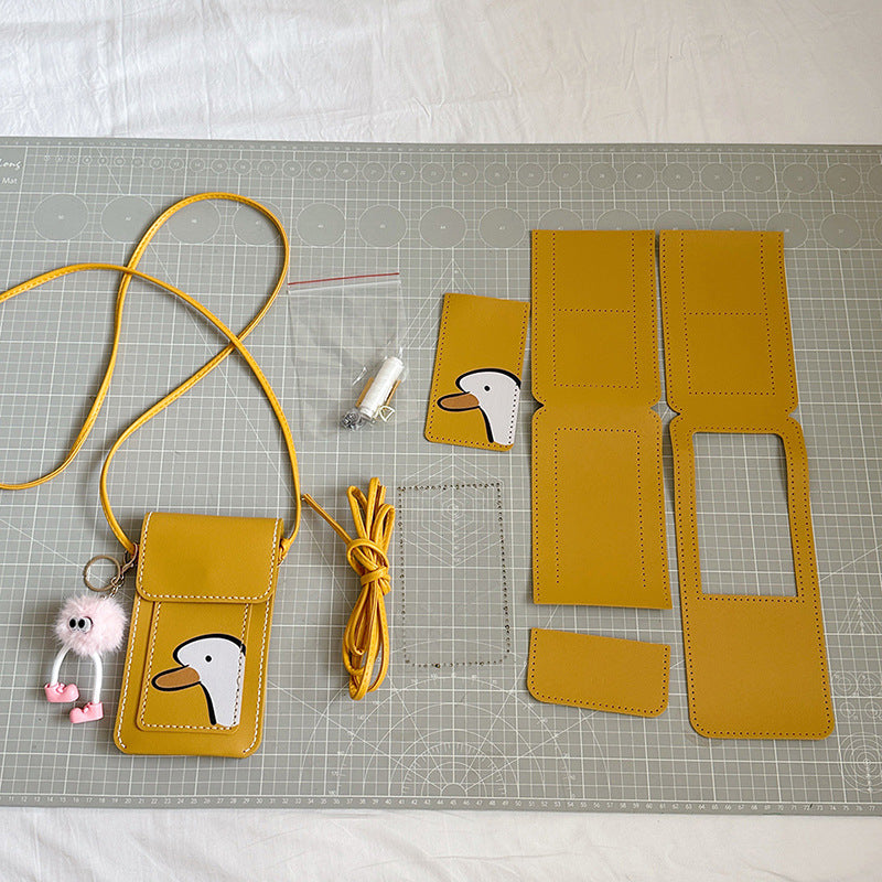 DIY Phone Crossbody Bag Sewing Kit for Beginners – Handmade PU Leather Mobile Bag Craft Set with Video Tutorial