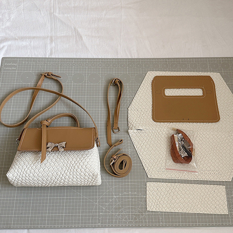 DIY PU Leather Handbag Kit for Beginners – Handmade Shoulder Bag Sewing Set with Video Tutorial, Crossbody Tote Craft Gift