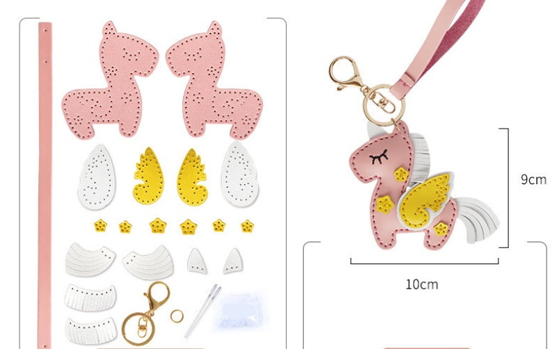 DIY Leather Unicorn Keychain Kit – Handmade Cute Unicorn Charm Craft Set with Video Tutorial