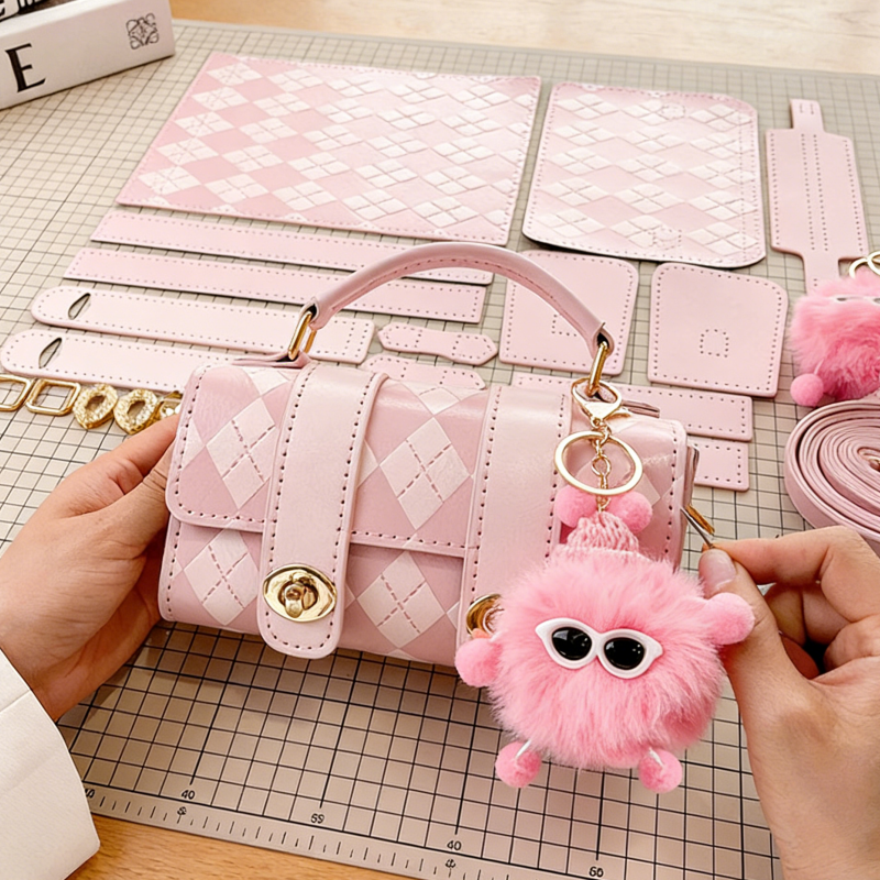 DIY PU Leather Handbag Making Kit for Beginners | Handmade Crossbody Shoulder Tote Bag Sewing Craft Set with Video Tutorial