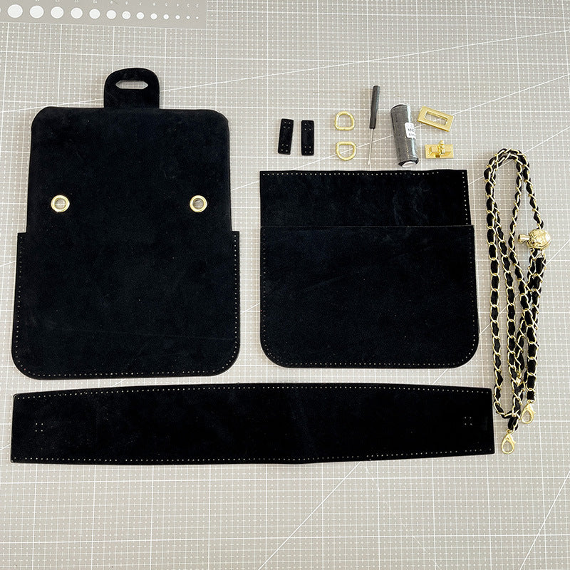 DIY Shoulder Bag Sewing Kit for Beginners – Handmade PU Leather Crossbody Handbag Kit with Pre-Cut Materials & Video Tutorial