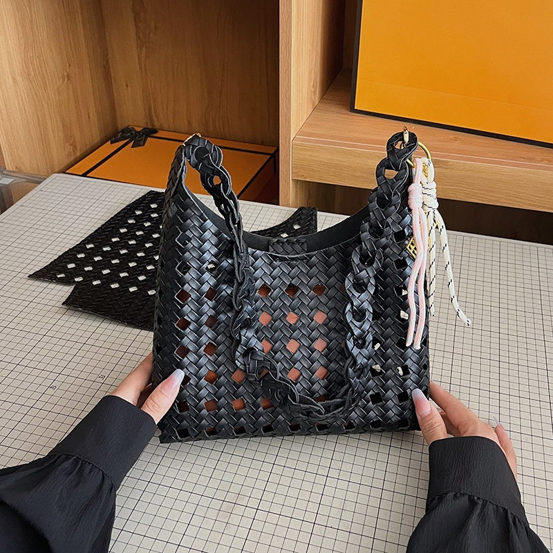 DIY Woven Bucket Bag Kit | Beginner-Friendly PU Leather Hollow Weave Handbag Craft Set with Video Tutorial