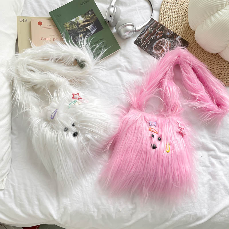 DIY Plush Crossbody Bag Kit for Beginners – Handmade Furry Shoulder Purse Sewing Kit with Pre-Cut Materials & Video Tutorial
