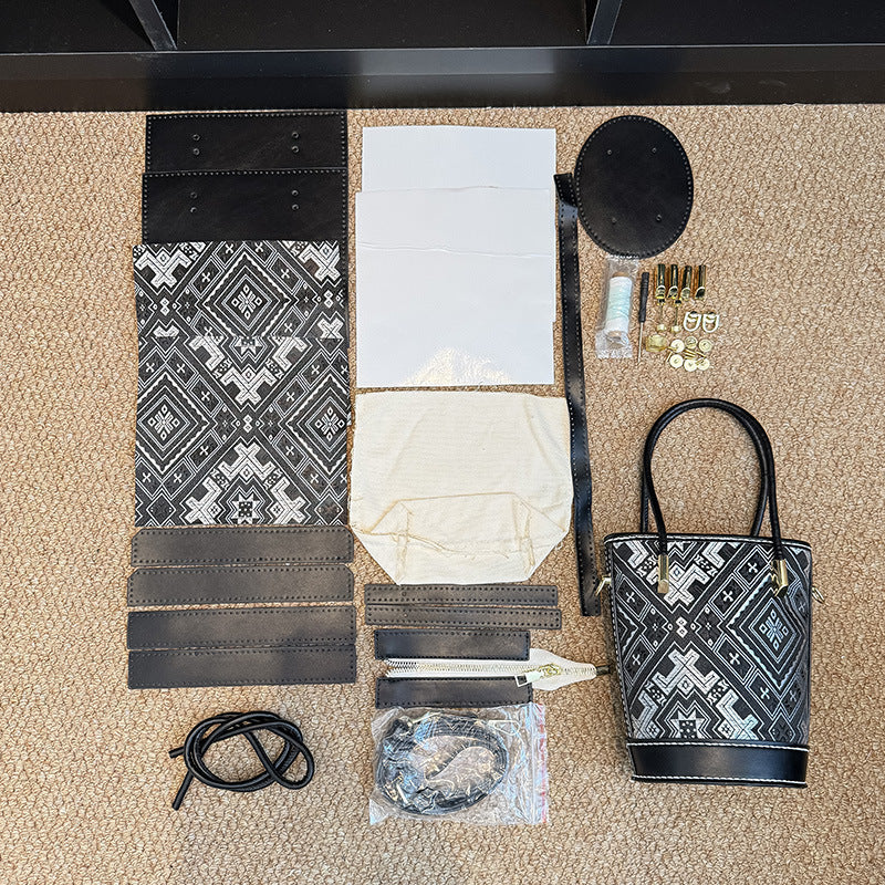 DIY PU Leather Bucket Bag Kit | Handmade Crossbody Shoulder Bag Craft Set for Beginners with Video Tutorial
