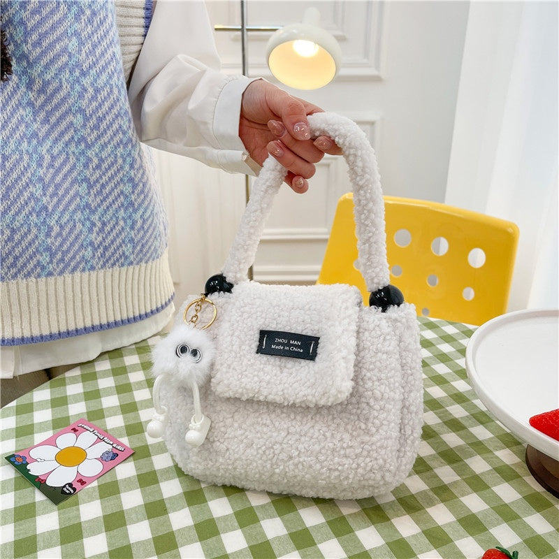 DIY Plush Tote Bag Kit for Beginners – Handmade Fuzzy Handbag Craft Kit with Video Tutorial, Shoulder & Tote Bag