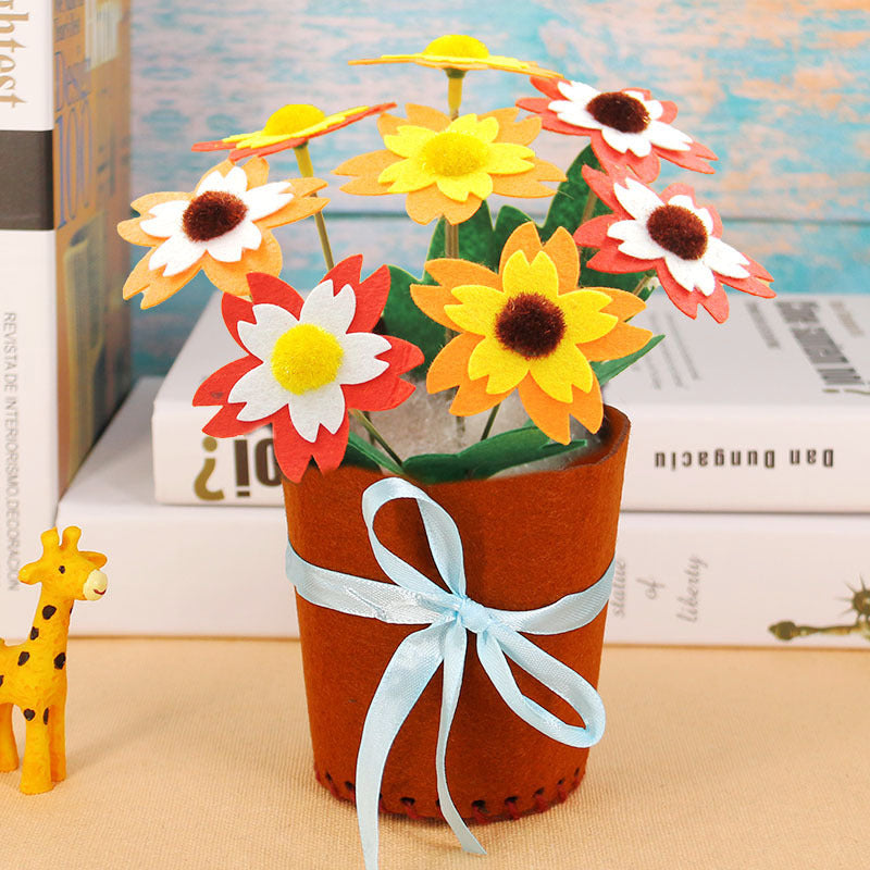 DIY Felt Flower Pot Craft Kit | Kids Educational Handmade Fabric Potted Plant Set | Montessori Creative Sewing Toy & Parent-Child Gift