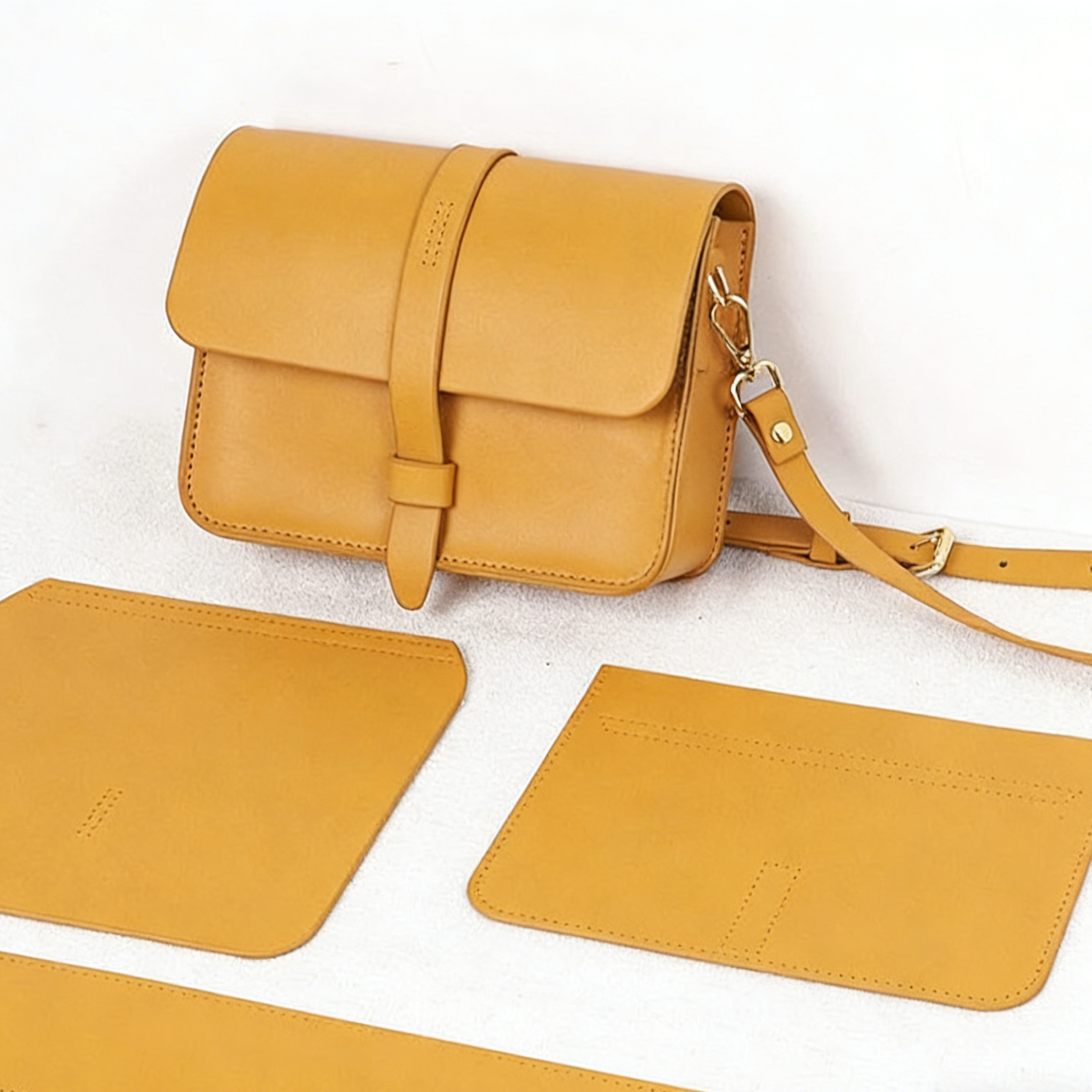 DIY Leather Envelope Crossbody Bag Kit for Beginners – Handmade Cowhide Shoulder Purse with Video Tutorial, Pre-Cut Sewing Craft Set