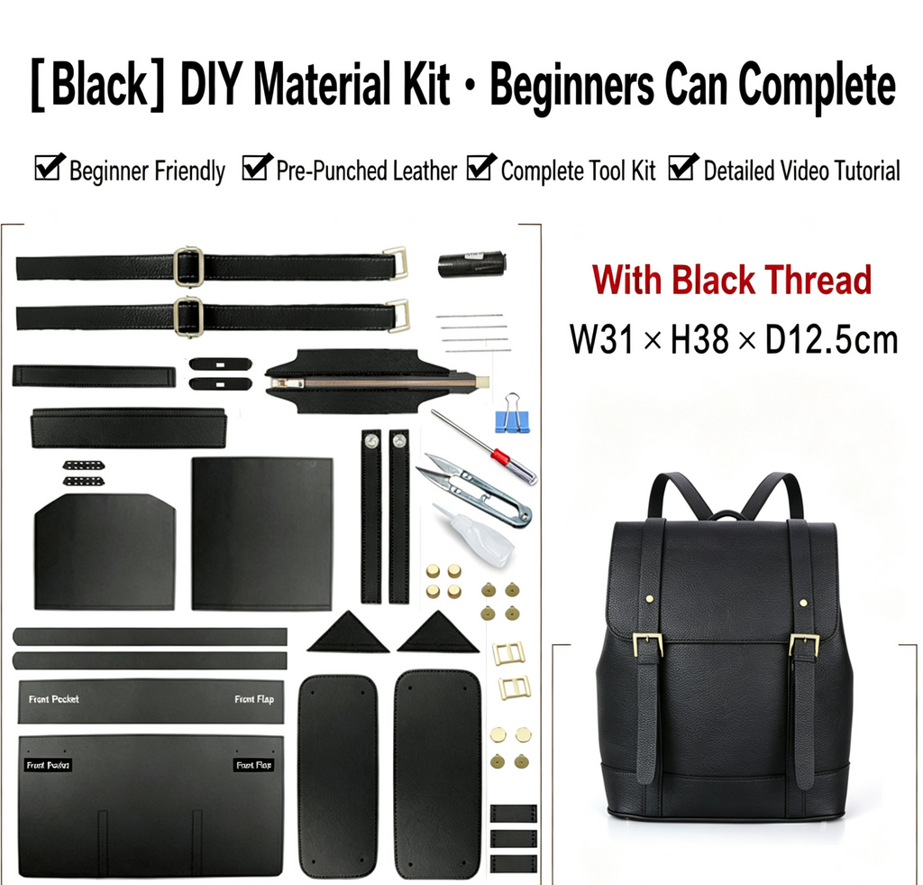 DIY Leather Backpack Kit for Men – Beginner Large Cowhide Work & Travel Bag