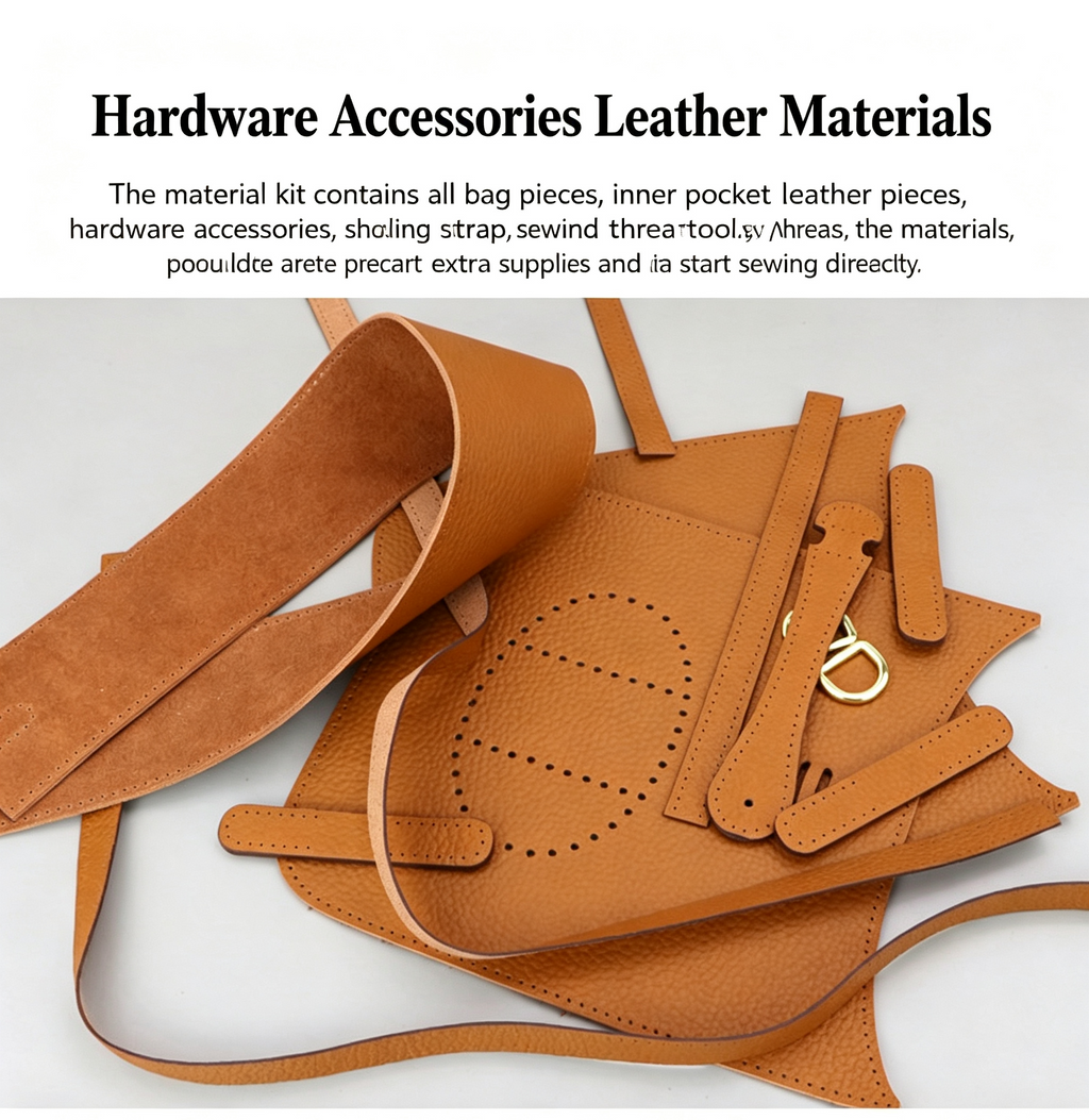 DIY Leather Crossbody Bag Kit for Beginners, Handmade Cowhide Shoulder Bag Sewing Kit, Pre-Cut Leather Craft Kit with Video Tutorial