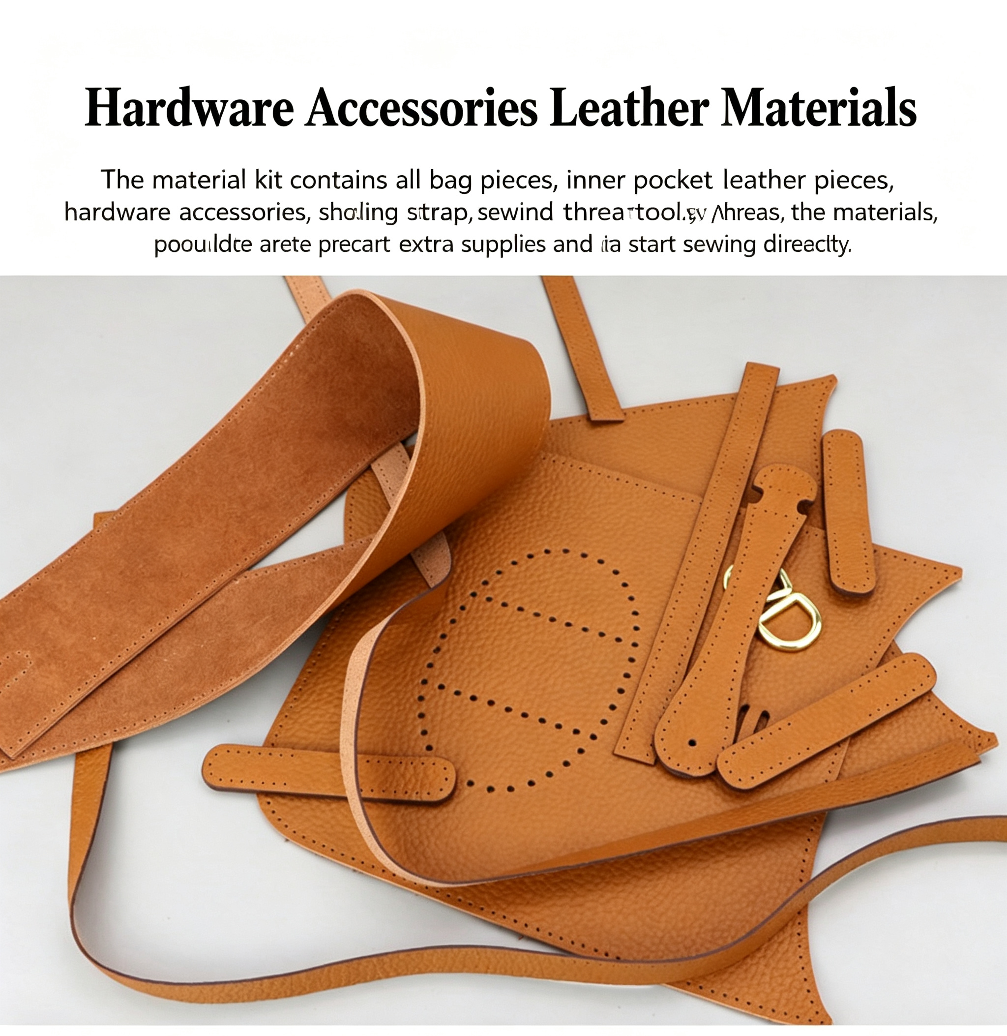 DIY Leather Crossbody Bag Kit for Beginners, Handmade Cowhide Shoulder Bag Sewing Kit, Pre-Cut Leather Craft Kit with Video Tutorial