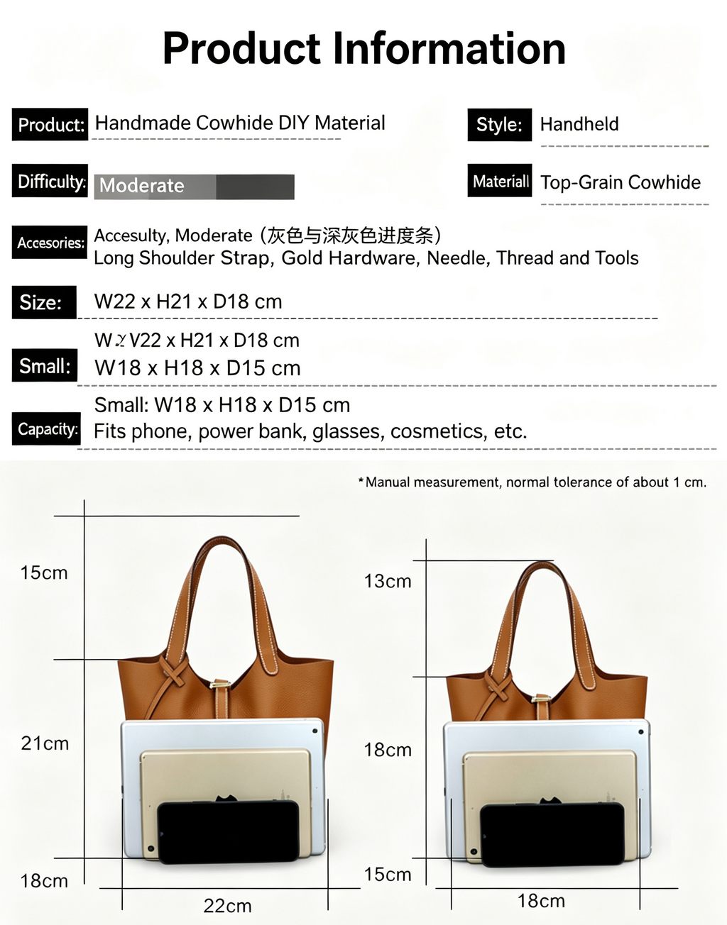 DIY Genuine Leather Handbag Kit for Beginners – Handmade Crossbody Purse Making Set with Video Tutorial & Complete Materials