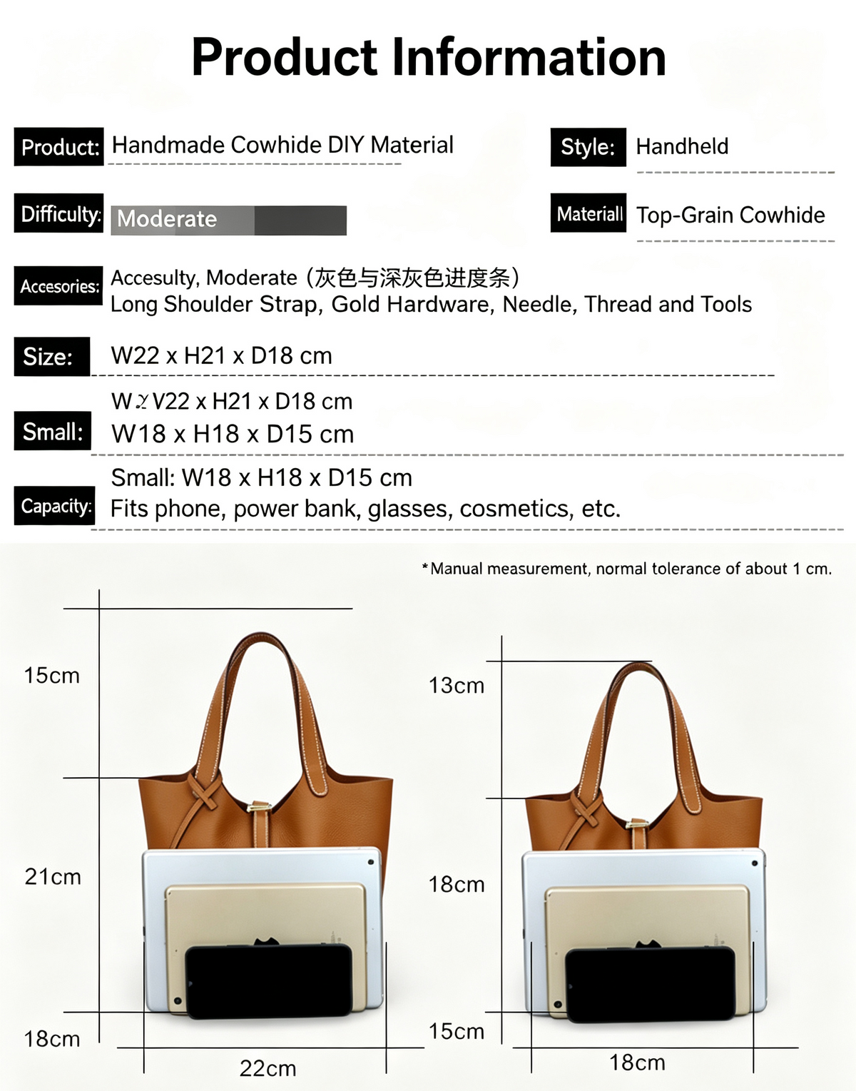 DIY Genuine Leather Handbag Kit for Beginners – Handmade Crossbody Purse Making Set with Video Tutorial & Complete Materials