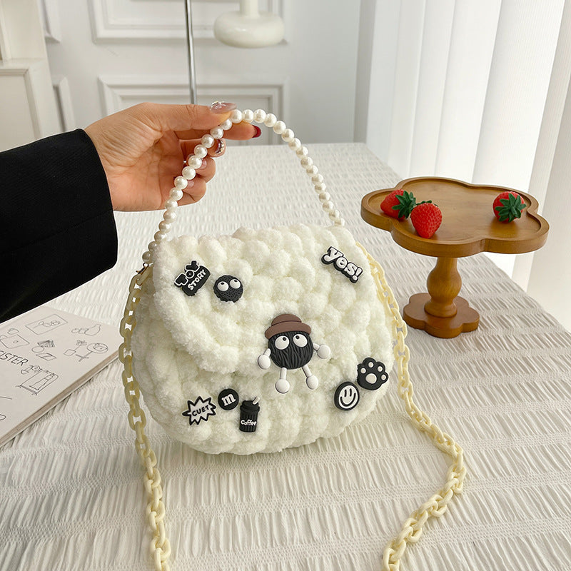 DIY Crochet Pearl Handle Bag Kit for Beginners | Handmade Yarn Shoulder & Crossbody Bag with Video Tutorial