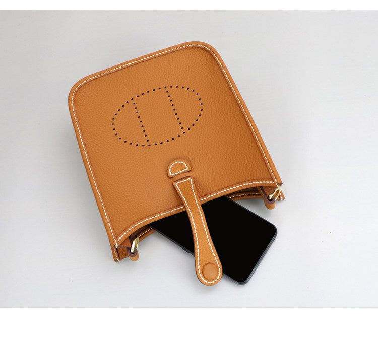 DIY Leather Crossbody Bag Kit for Beginners, Handmade Cowhide Shoulder Bag Sewing Kit, Pre-Cut Leather Craft Kit with Video Tutorial