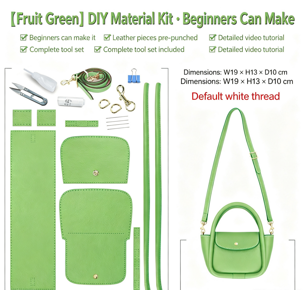 DIY Leather Crossbody Bag Kit – Beginner Handmade Genuine Cowhide Shoulder Bag