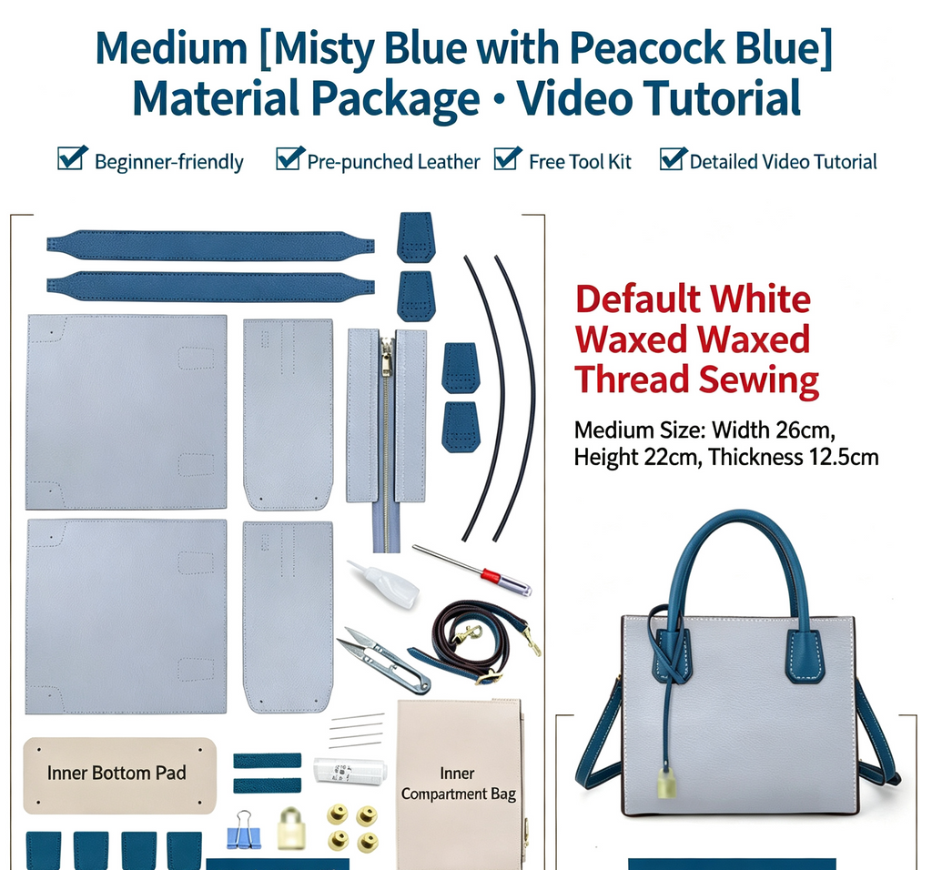 DIY Leather Bag Kit – Beginner Top-Grain Cowhide Crossbody & Shoulder Bag