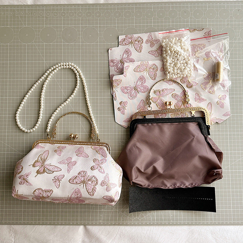 DIY Embroidered Crossbody Bag Kit for Beginners – Pre-Cut Sewing Craft Set with Video Tutorial, Handmade Floral Shoulder Bag DIY Kit