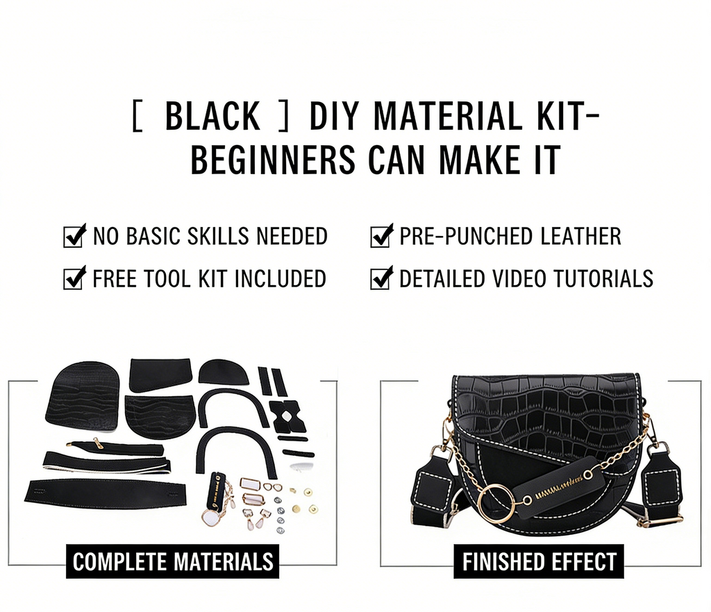 DIY PU Leather Shoulder Bag Kit for Beginners | Handmade Crossbody Purse Sewing Kit with Video Tutorial