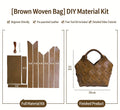 DIY Wide Grid Woven Mini Hand Tote Bag Sewing Kit, Genuine Leather & PU Material Multi Color Handmade Craft Bag For Women