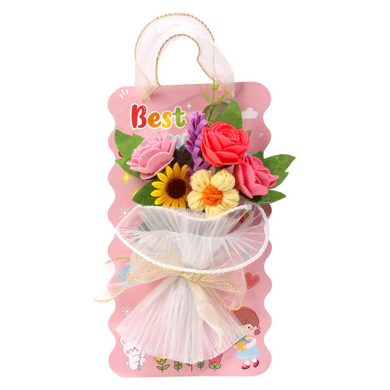 DIY Eternal Flower Bouquet Card Kit for Teachers’ Day | Felt & Yarn Artificial Flower Craft Set for Kids | Handmade Gift Card Materials Pack