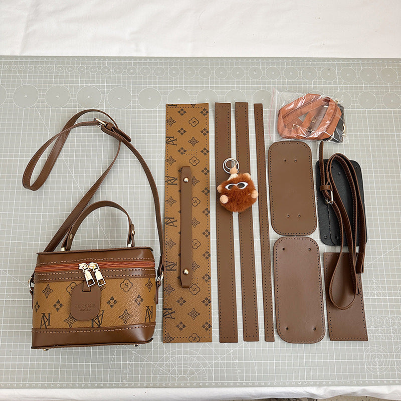 DIY PU Leather Handbag Kit for Beginners – Handmade Crossbody Shoulder Bag Sewing Kit with Pre-Cut Materials & Video Tutorial