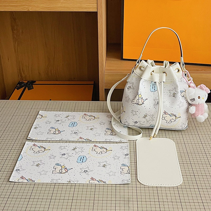 DIY Drawstring Bucket Bag Kit for Beginners – Cute PU Leather Crossbody Purse Making Set with Video Tutorial