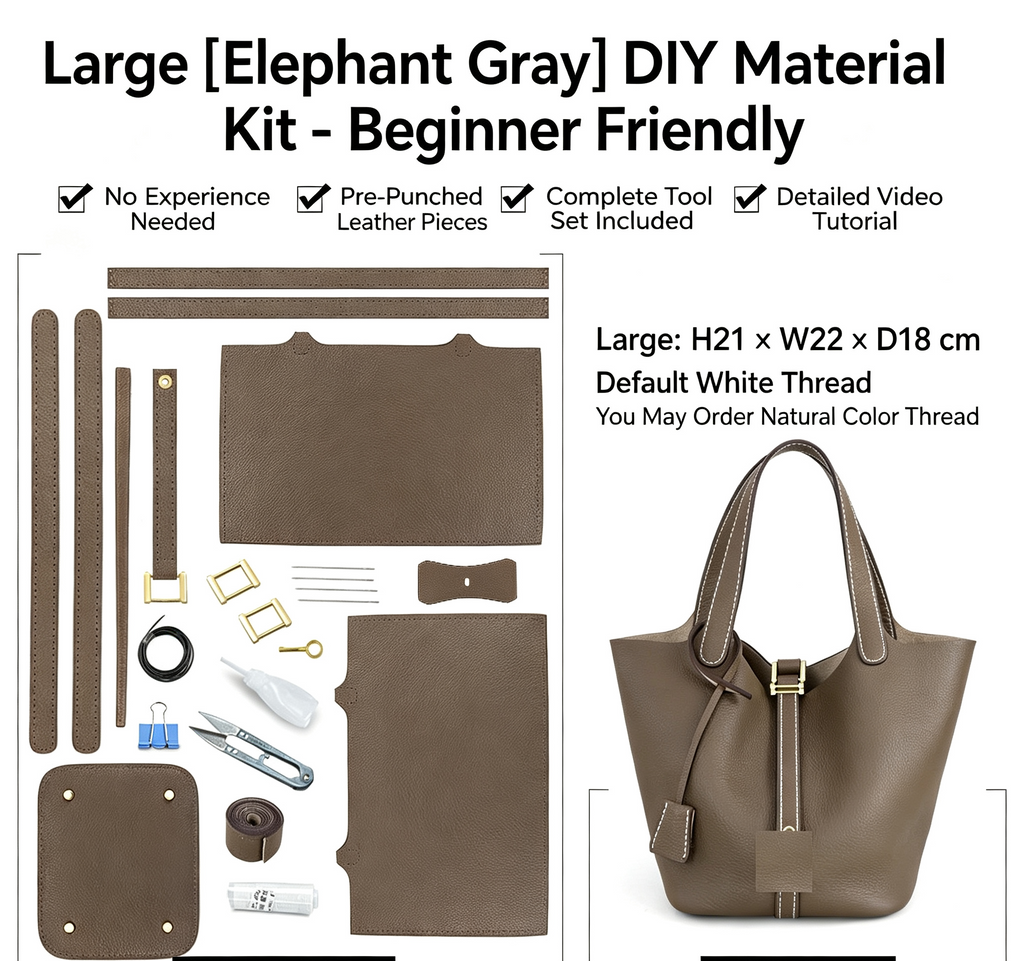 DIY Genuine Leather Handbag Kit for Beginners – Handmade Crossbody Purse Making Set with Video Tutorial & Complete Materials