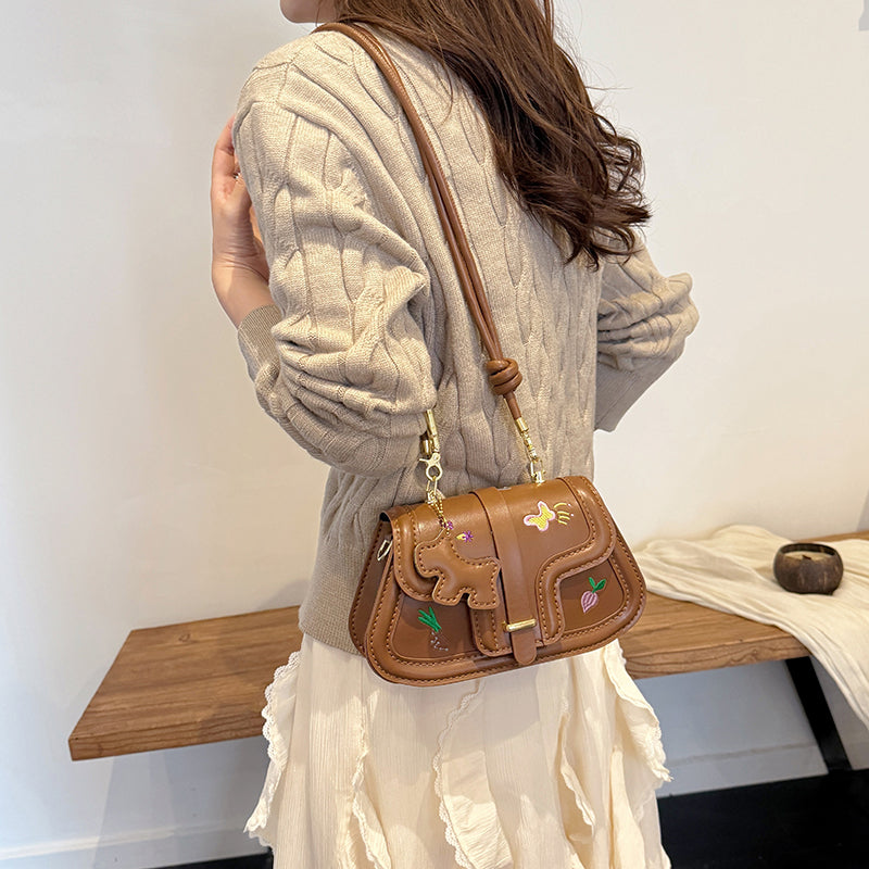DIY PU Leather Shoulder Bag Kit for Beginners – Handmade Crossbody Purse Sewing Kit with Pre-Cut Materials & Video Tutorial