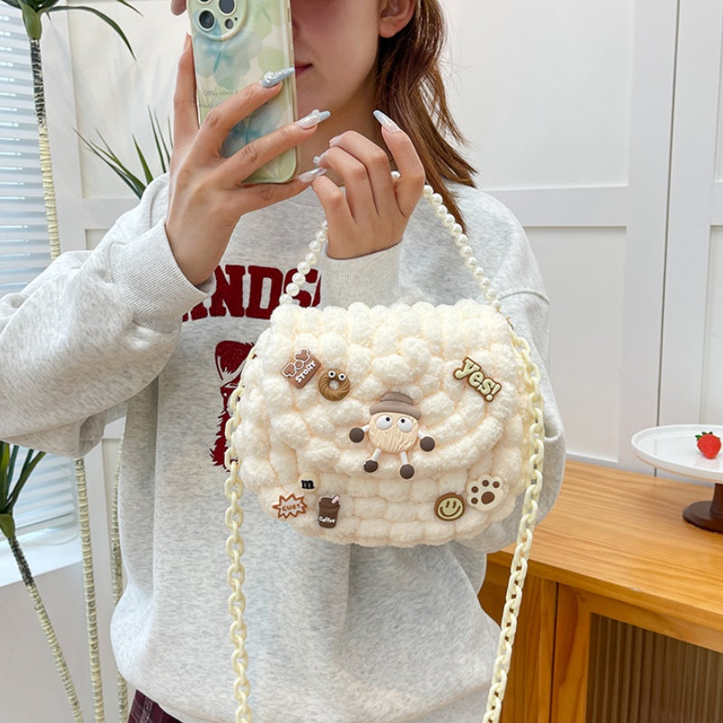 DIY Crochet Pearl Handle Bag Kit for Beginners | Handmade Yarn Shoulder & Crossbody Bag with Video Tutorial