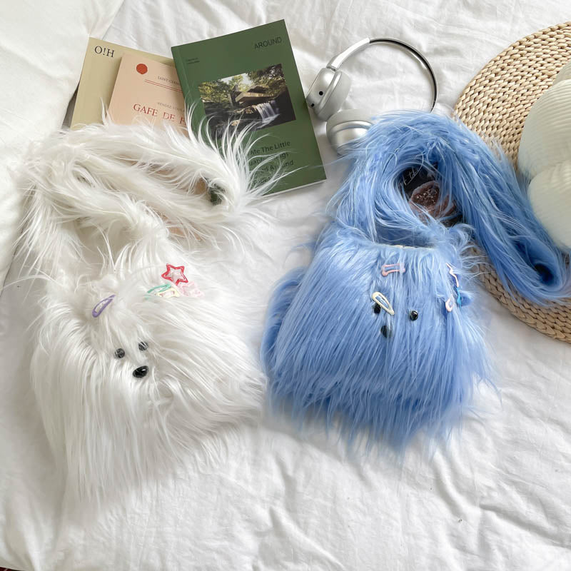 DIY Plush Crossbody Bag Kit for Beginners – Handmade Furry Shoulder Purse Sewing Kit with Pre-Cut Materials & Video Tutorial