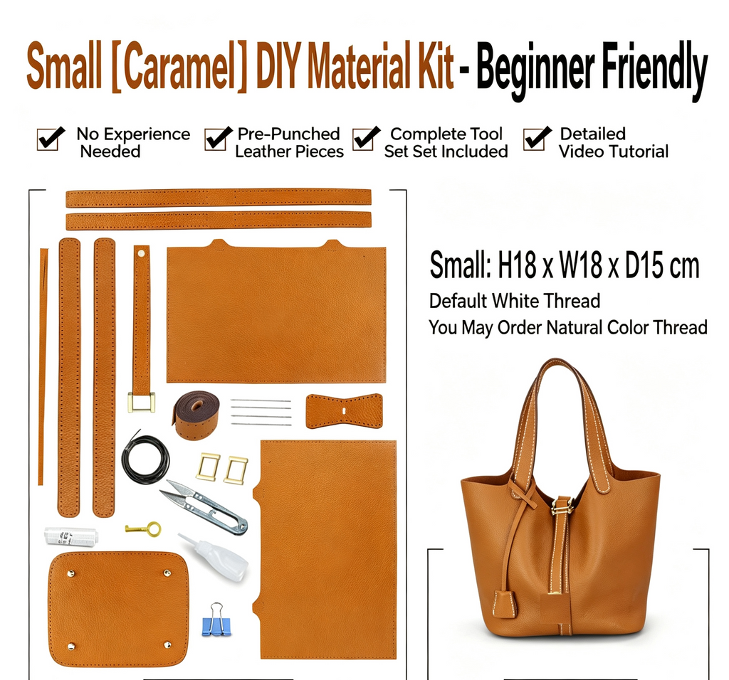 DIY Genuine Leather Handbag Kit for Beginners – Handmade Crossbody Purse Making Set with Video Tutorial & Complete Materials