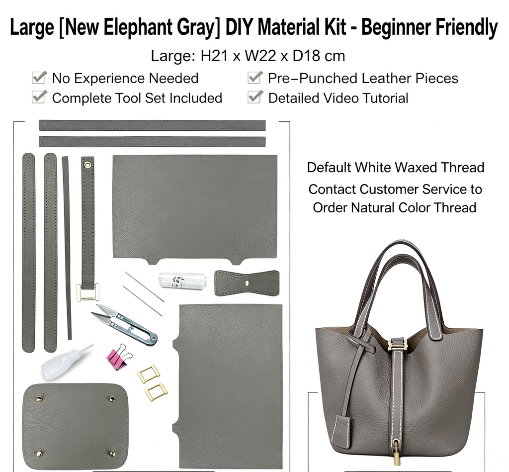 DIY Genuine Leather Handbag Kit for Beginners – Handmade Crossbody Purse Making Set with Video Tutorial & Complete Materials