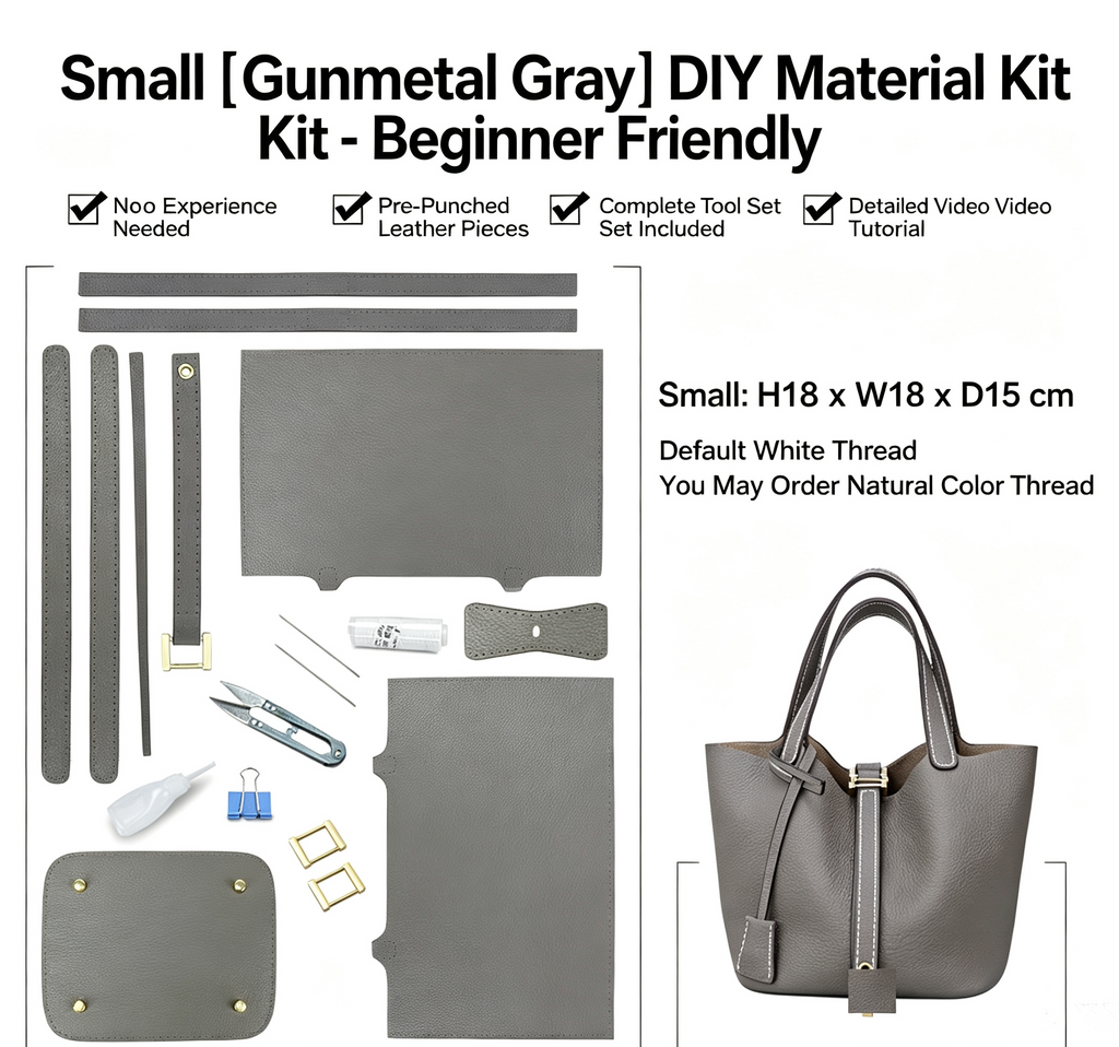 DIY Genuine Leather Handbag Kit for Beginners – Handmade Crossbody Purse Making Set with Video Tutorial & Complete Materials