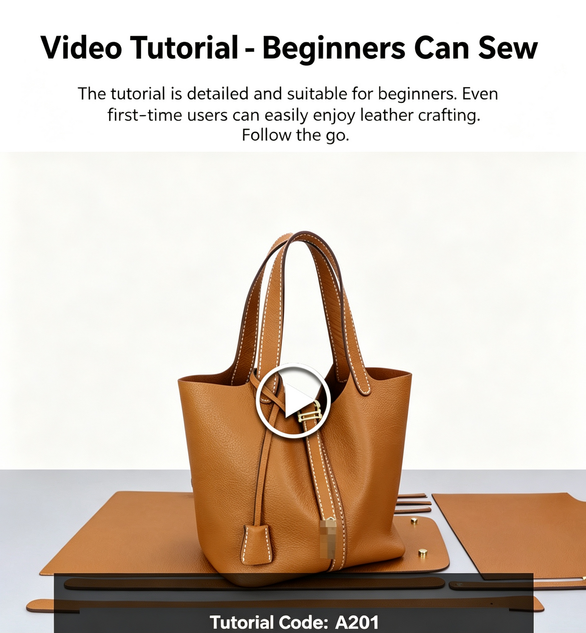 DIY Genuine Leather Handbag Kit for Beginners – Handmade Crossbody Purse Making Set with Video Tutorial & Complete Materials