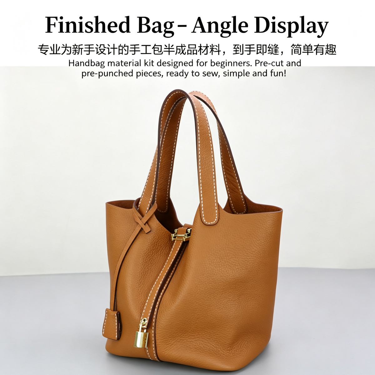 DIY Genuine Leather Handbag Kit for Beginners – Handmade Crossbody Purse Making Set with Video Tutorial & Complete Materials