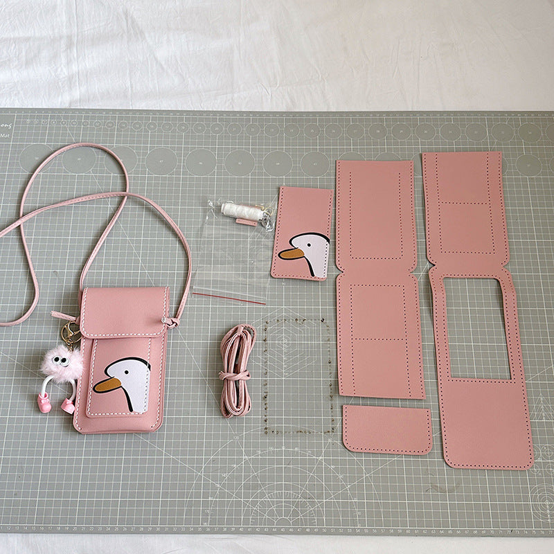 DIY Phone Crossbody Bag Sewing Kit for Beginners – Handmade PU Leather Mobile Bag Craft Set with Video Tutorial