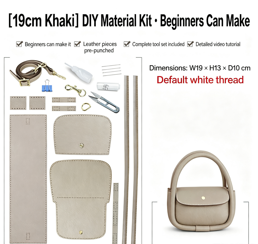 DIY Leather Crossbody Bag Kit – Beginner Handmade Genuine Cowhide Shoulder Bag