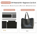 DIY Genuine Leather Tote Bag Kit for Beginners – Handmade Cowhide Shoulder Handbag with Video Tutorial, Pre-Cut Sewing Craft Set