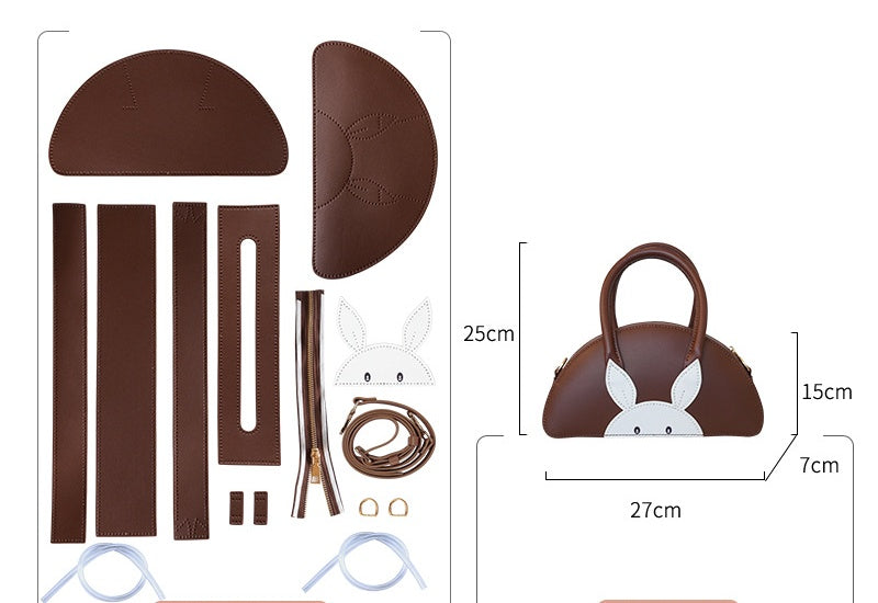 DIY Leather Handbag Kit | Beginner-Friendly Cowhide Crossbody & Handheld Craft Set with Video Tutorial