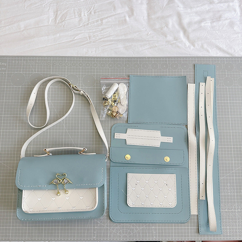 DIY Crossbody Bag Kit – Handmade PU Leather Shoulder Bag Craft Kit for Beginners with Video Tutorial (Top Handle & Adjustable Strap)