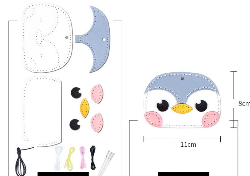 DIY Leather Animal Card Holder Kit | Handmade Cowhide Cute Wallet Craft Set for Beginners with Video Tutorial
