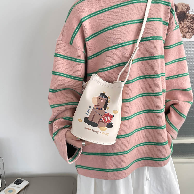 DIY PU Leather Bucket Bag Kit for Beginners – Handmade Crossbody Shoulder Bag Sewing Kit with Pre-Cut Materials & Video Tutorial