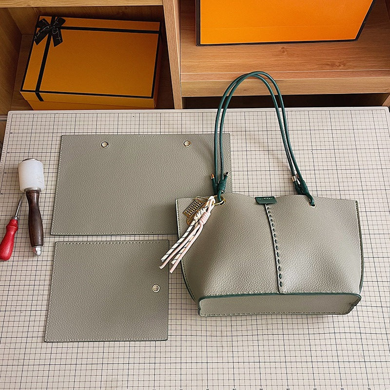 DIY Leather Tote Bag Kit for Beginners – Handmade Shoulder Bag Sewing Craft Set with Pre-Cut PU Leather & Video Tutorial