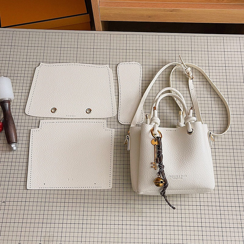 DIY PU Leather Handbag Kit for Beginners – Pre-Cut Sewing Craft Bag with Video Tutorial, Shoulder Crossbody Tote Purse Gift Kit