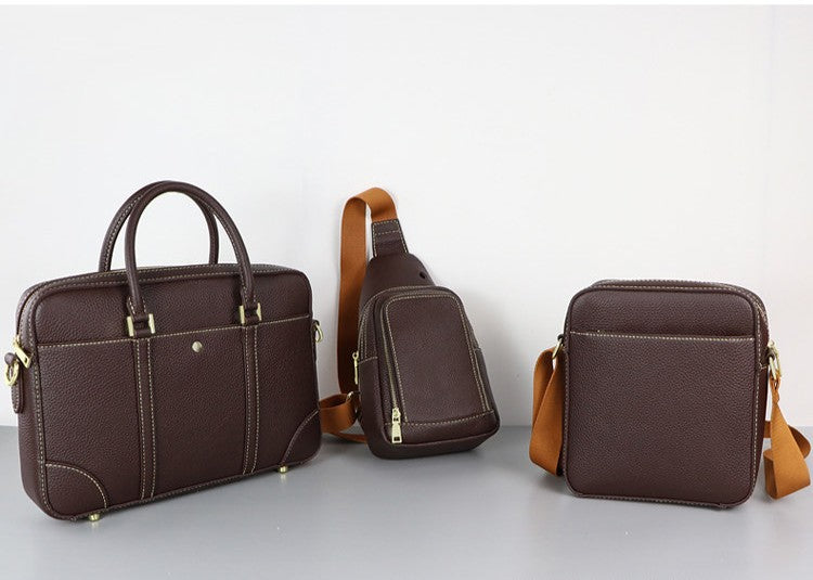 DIY Leather Laptop Briefcase Kit – Beginner Men's Cowhide Work Bag