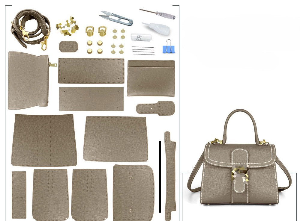 DIY Leather Handbag Kit – Handmade Genuine Leather Shoulder Tote Bag Craft Set for Beginners